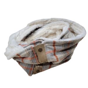 Faux Fur-lined and Flannel Infinity Scarf